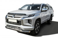 Защита переднего бампера d76+d57 двойная Mitsubishi L-200 (2018)